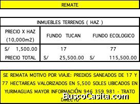 REMATE DE LOTES EN LA SELVA