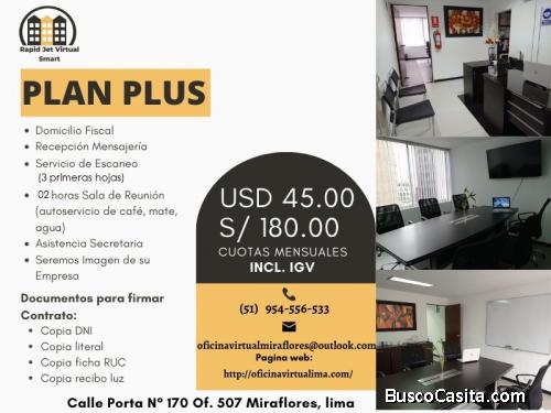 OFICINAS VIRTUALES EN LA MEJOR ZONA DE MIRAFLORES