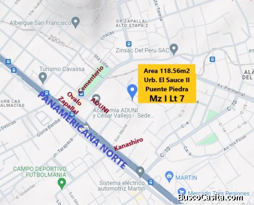 Se vende terreno cerca al Ovalo Zapallal Puente Piedra 118m2