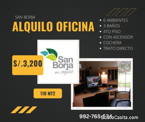 ALQUILO OFICINA SAN BORJA SUR A MEDIA CUADRA DE LA ESTACION SAN BORJA SUR DEL TREN ELECTRICO S.3,20