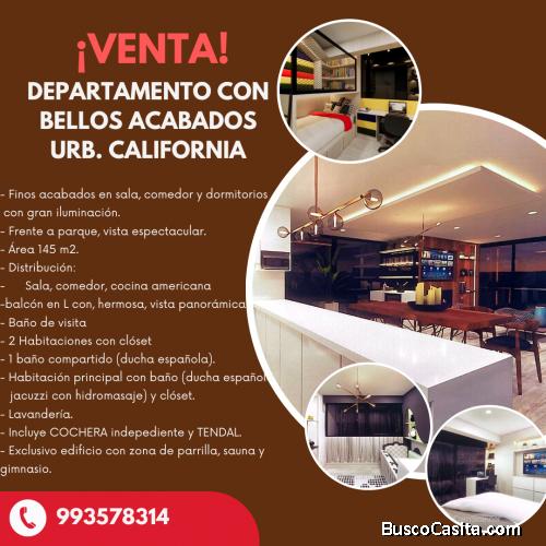 Vendo departamento con bellos acabados Urb. California