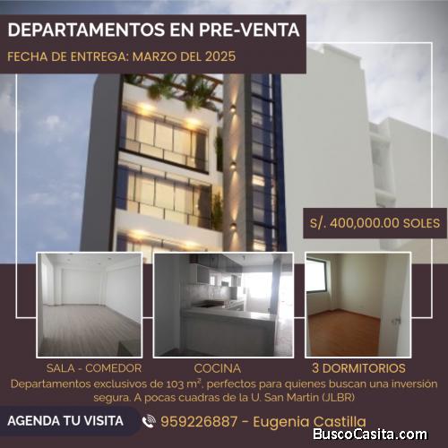 Departamentos en Venta - Cerca U. San Martin (Jose Luis)