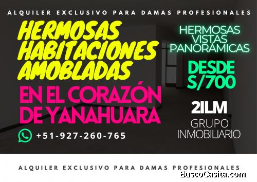 ️¡Hermosas Habitaciones Amobladas con Vista Panorámica en el Corazón y en la Zona más Segura de Yana