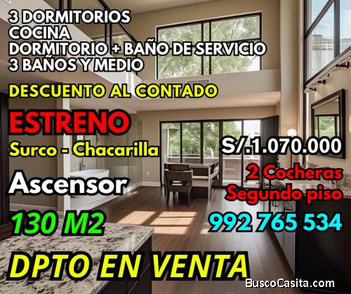 VENTA DE DEPARTAMENTO DE SURCO 130M2 SEGUNDO PISO ASCENSOR