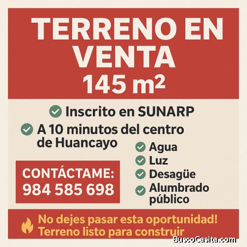 Se vente terreno de 145 metros