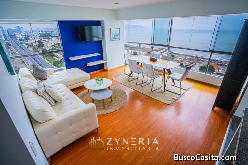 Alquiler Amoblado Departamento 90 m2 vista al mar sobre Raymondi en Magdalena 