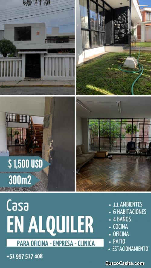 Alquiler de amplia casa en Calle César Vallejo- Arequipa