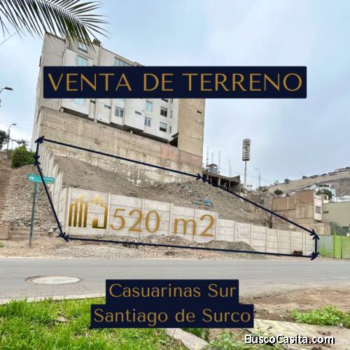 Terreno en Venta de 520 M2 en Surco Con 2 frentes (26ml y 20ml) Ideal para tu proxima Casa o Edifici