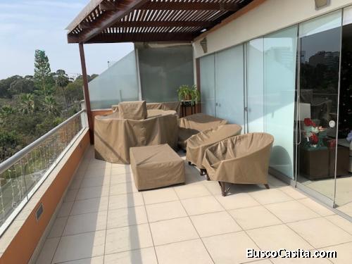 Alquilo departamento en Duplex La Floresta San Borja US 3,200Amoblado de 320 m2, 3 dormit, 2 cochera