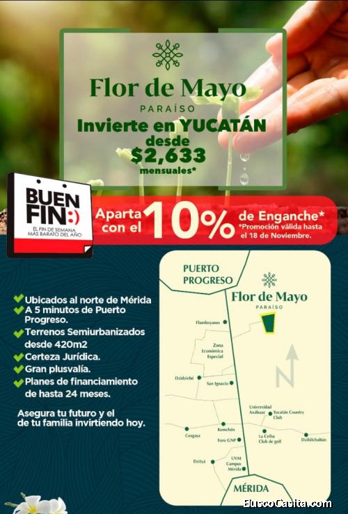 Terrenos Residenciales Flor de Mayo Paraíso.