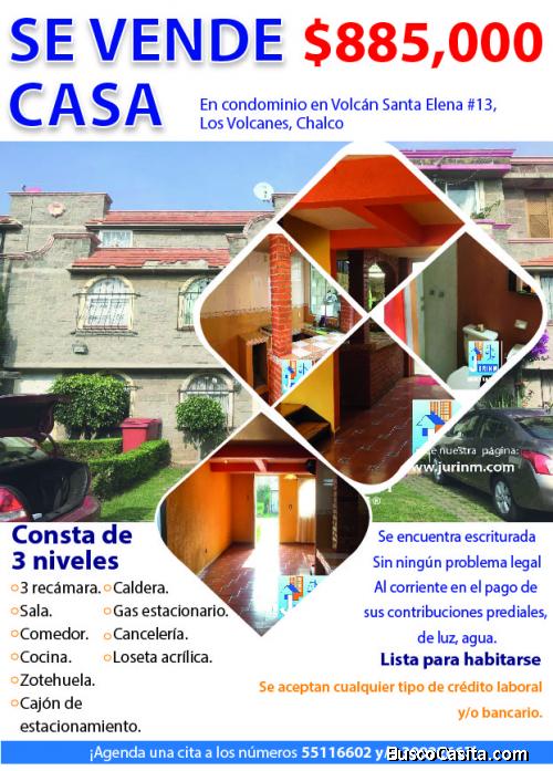 Se vende casa en el fraccionamiento volcanes primera sección, Chalco, México.