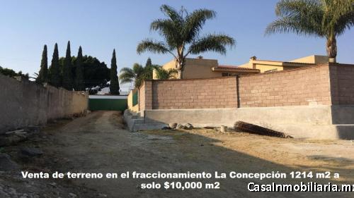 VENTA DE TERRENO EN EL FRACCIONAMIENTO LA CONCEPCION 1,214 A SOLO $10,000 M2 ZAVALETA