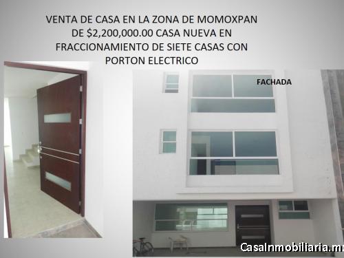 VENTA DE CASA NUEVA EN LA ZONA DE MOMOXPAN $2,200,000