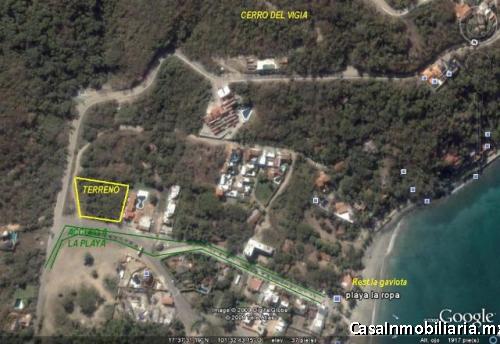 Zihuatanejo La Ropa Terreno Venta 3552.63 m2  a 100 m de Playa T523