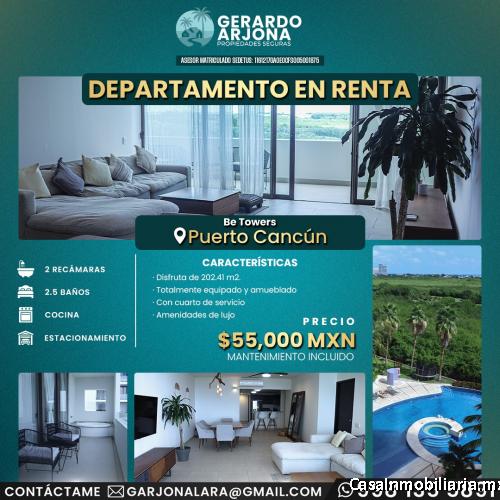 DEPARTAMENTO EN RENTA EN BE TOWERS PUERTO CANCUN