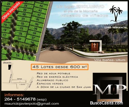 Oportunidad Ya $ 350.000 Contado Efectivo Loteo Privado - Zona Turística De Ullum - 650 M2 - Posesió