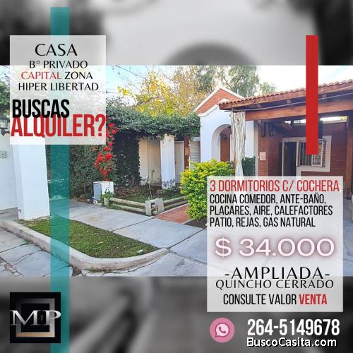 Coqueta Casa Barrio Privado Capital Zona Hiper Libertad. Aire/Calefactores/Rejas/Placares Quincho Ce