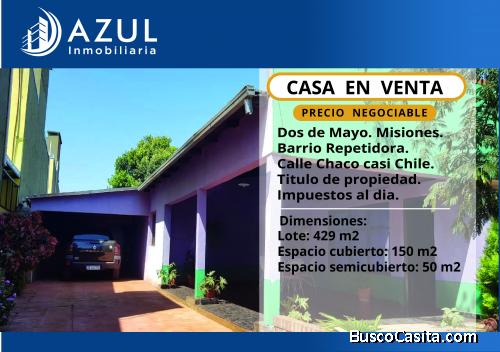 CASA EN VENTA, BARRIO REPETIDORA -Dos de Mayo