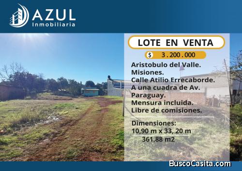 LOTE B° MILAGROS -Aristobulo del Valle