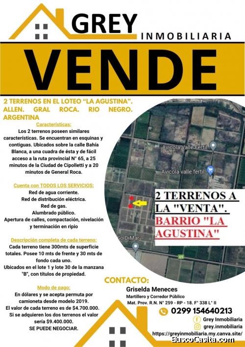 Terreno en venta en Allen Gral Roca  Rio Negro