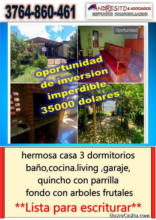 casa de 3 dormitorios a la venta en garupa