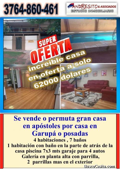 espectacular casa en venta o permuta en apóstoles misiones