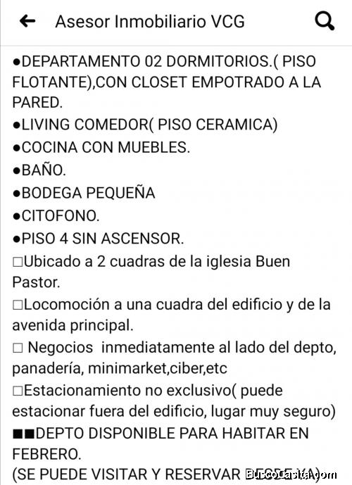 Departamento en arriendo quinto sector de playa ancha 