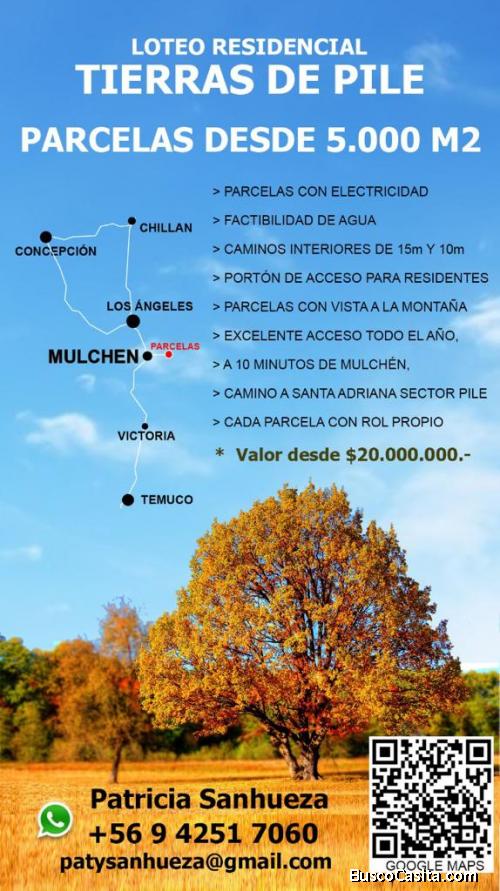 Preciosas parcelas a 10 minutos de Mulchén, precios de oportunidad