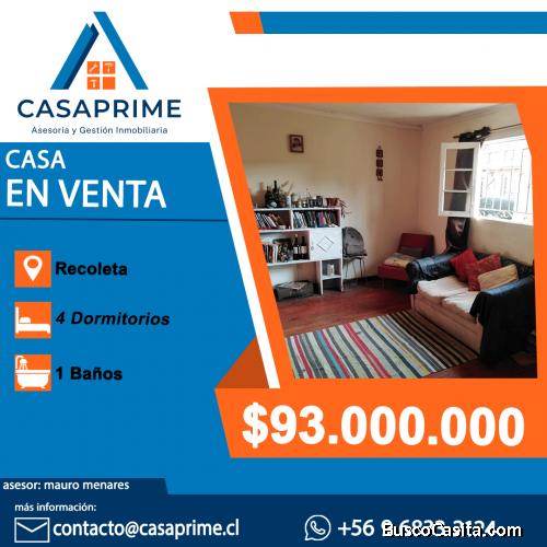 SE VENDE CASA, COMUNA DE RECOLETA