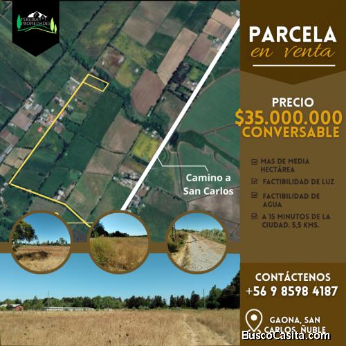 Parcela plana a 15 min. de San Carlos, Ñuble