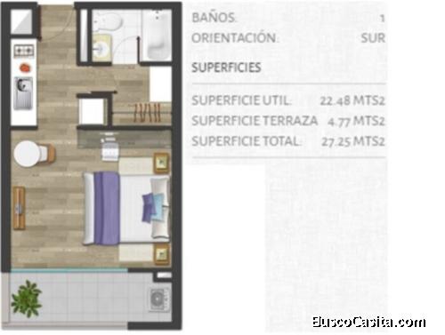 Venta Dpto 1D-1B-1Bo, 27m2, Metro Ecuador