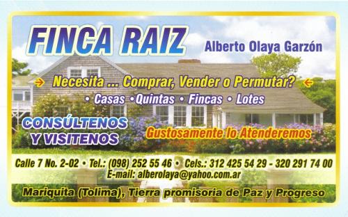 NECESITA ... COMPRAR, VENDER O PERMUTAR? FINCA RAIZ - MARIQUITA,TOLIMA