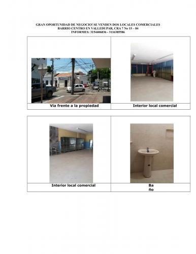 GRAN OPORTUNIDAD DE NEGOCIO! SE VENDEN  LOCALES COMERCIALES BARRIO CENTRO EN VALLEDUPAR