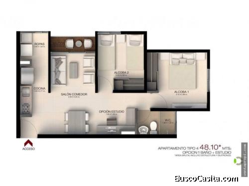 Venta de apartamento en Rionegro Los Cerezos UC. en Colombia