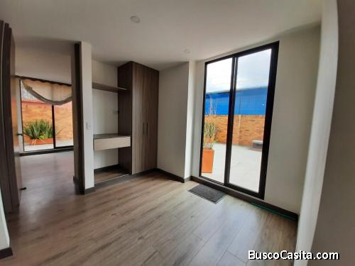 ARRIENDO APTO PRIMER PISO 64 METROS + 90 METROS TERRAZA 1 HABITACION 1 ESTUDIO 2 BAÑOS
