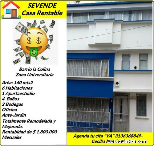 ????????????????iINVERSIÓN! Se VENDE CASA REMODELADA PARA ARRIENDO DE HABITACIONES,  B.La Colina Norte Pasto