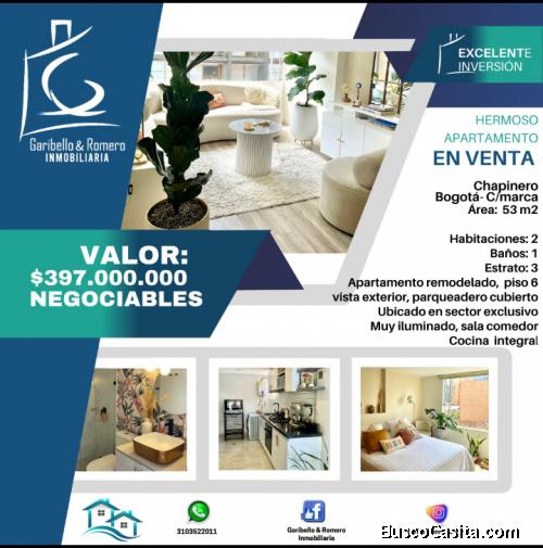 VENTA DE HERMOSO APARTAMENTO EN CHAPINERO