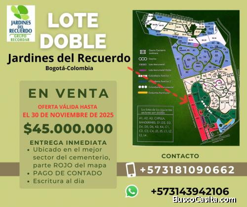 LOTE DOBLE JARDINES DEL RECUERDO