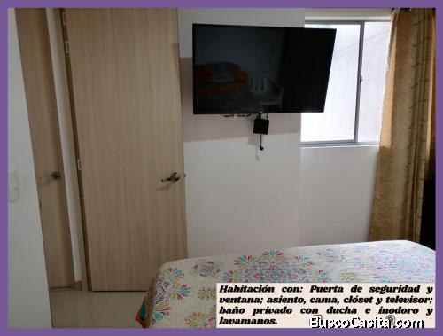 ARRIENDO HABITACIÓN AMOBLADA EN ITAGÜI- A 3 CUADRAS DEL PARQUE PRINCIPAL EN EDIFICIO