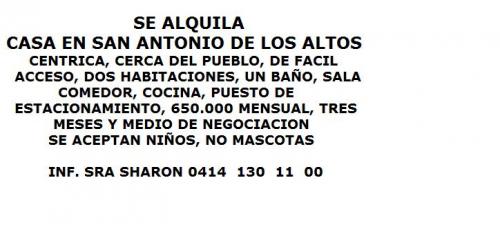 SE ALQUILA CASA EN SAN ANTONIO DE LOS ALTOS