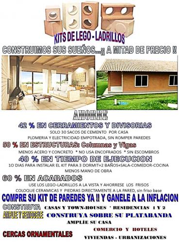 KIT DE LEGO-LADRILLOS  PARA CONSTRUIR EN TIEMPO  DE CRISIS  AHORRANDO EL 48 % EN SU OBRA… GANANDOLE A LA INFLACIÓN  