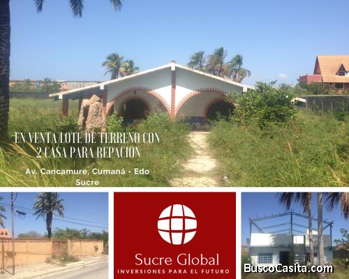 En Venta Lote de Terreno con 2 Casas para restaurar o ejecutar Nuevo Proyecto Habitacional.