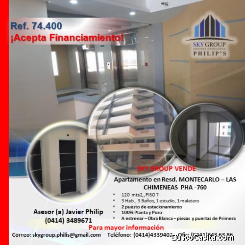 APARTAMENTO, RESD. MONTECARLOS – LAS CHIMENEAS PHA-760