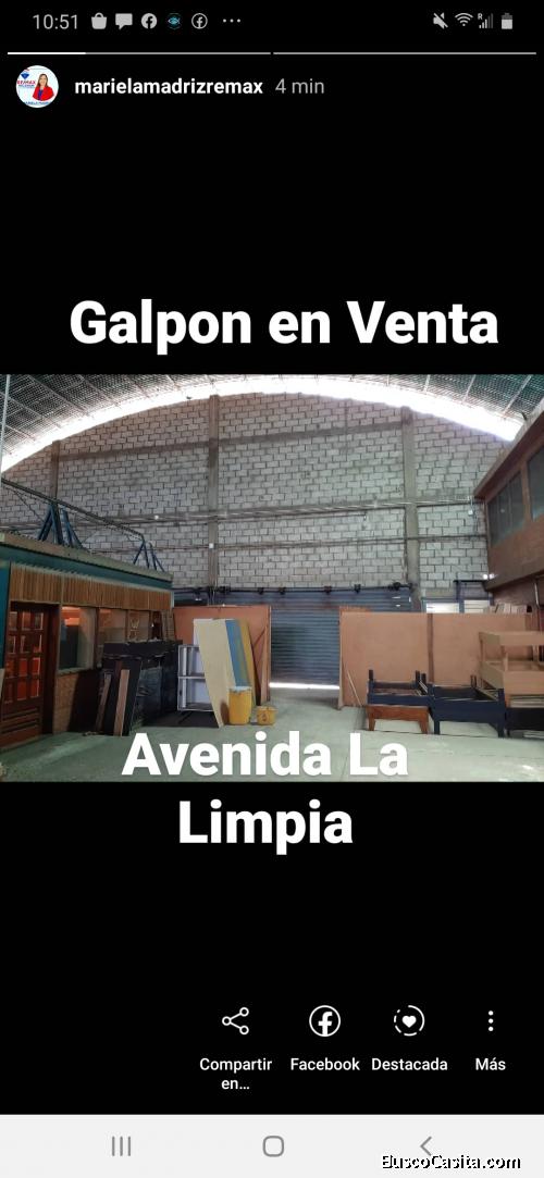 Galpon ubicado en la avenida  la limpia