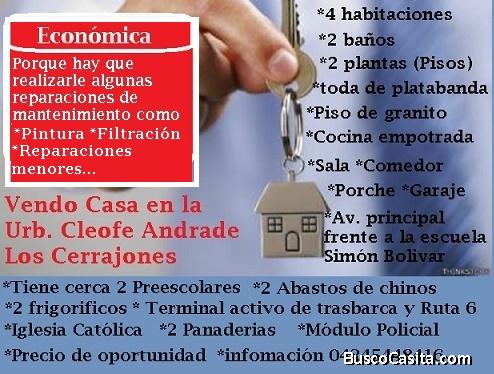 Vendo casa económica en la Urb Cleofe Andrade sector Los Cerrajones Barquisimeto