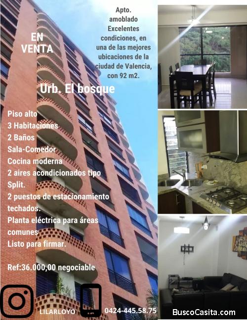 En venta apto. amoblado Urb. El bosque, (av. Cuatricentenaria)
