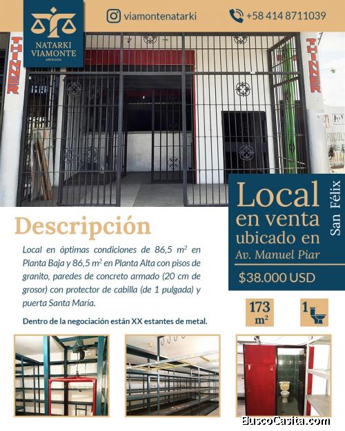 SE VENDE LOCAL COMERCIAL EN AV. MANUEL PIAR, SAN FÉLIX