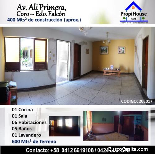 EN VENTA. Cómoda casa en Av. Ali Primera Coro Falcón 