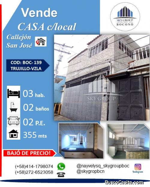 CASA CON LOCAL EN CALLE SAN JOSE COD: BOC-139