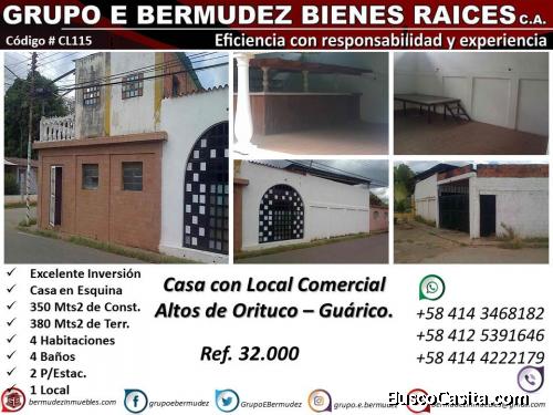 Casa con Local excelentemente Ubicada. Altos de Orituco – Guárico.